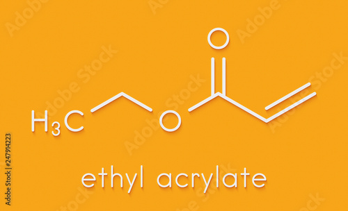 Ethyl acrylate molecule. Skeletal formula. photo