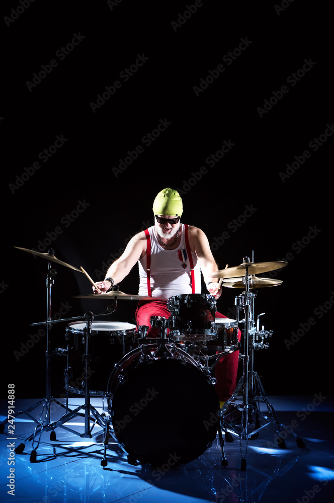 Fototapeta premium Drummer playing on drum set