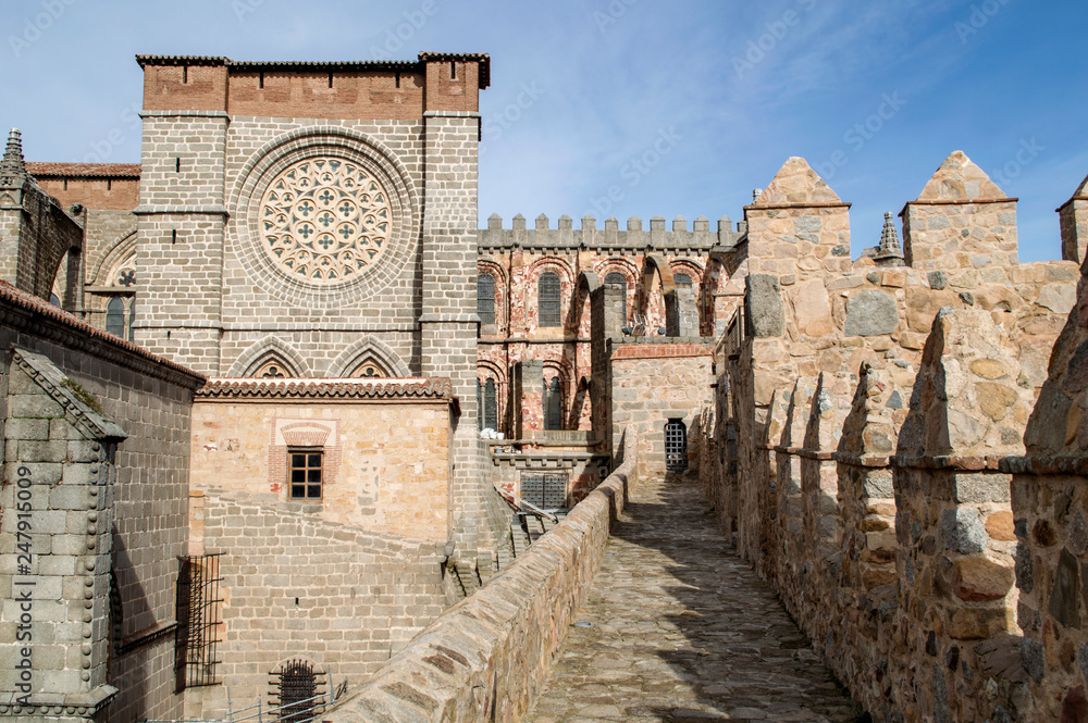 Ancient architecture in the old city of Avila in Spain.