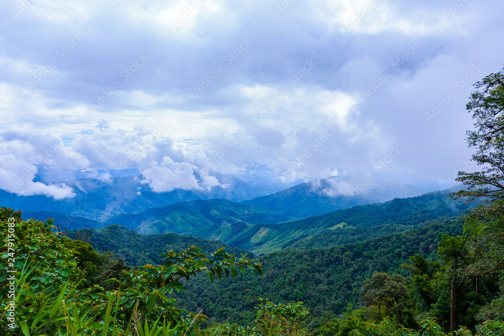 View of the mountain range and sea of mist in the morning