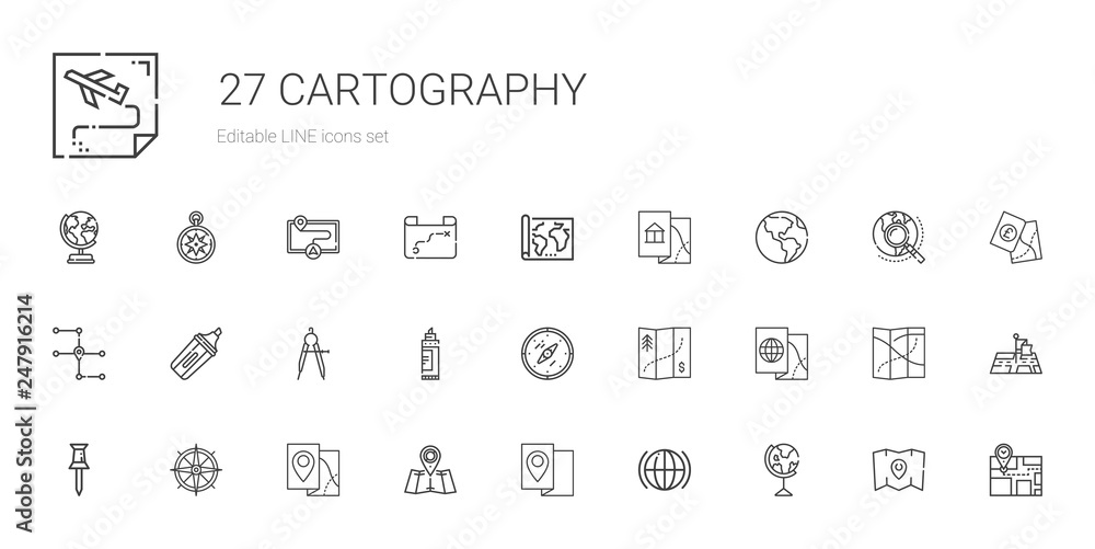 cartography icons set cartography icons set