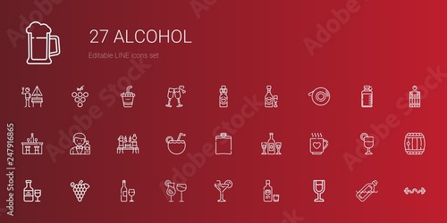 alcohol icons set