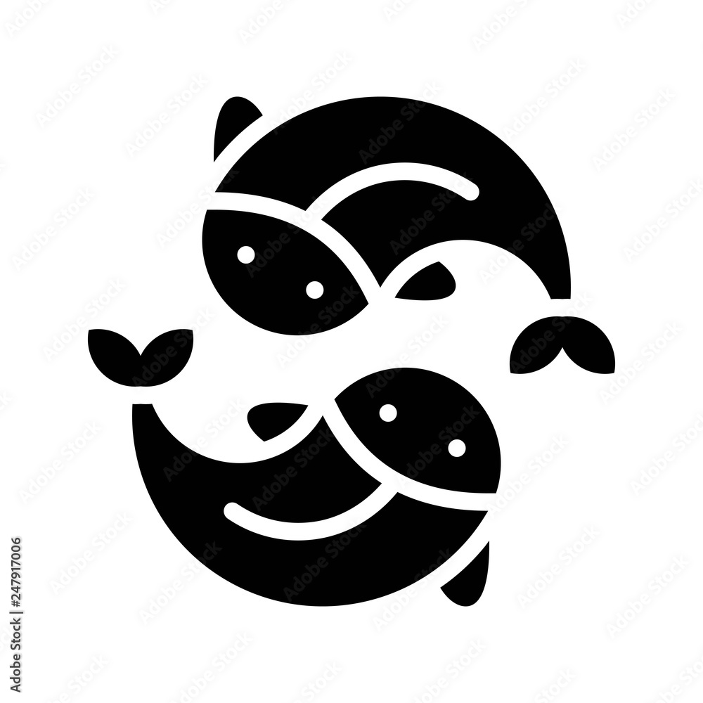 Couple fish vector, Chinese lunar new year solid style icon Couple fish vector, Chinese lunar new year solid style icon