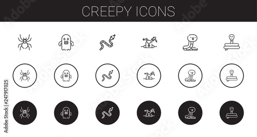 creepy icons set