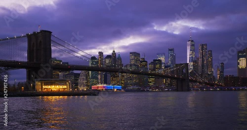 View of Manhattan New York City and Brooklyn bridge United States of America