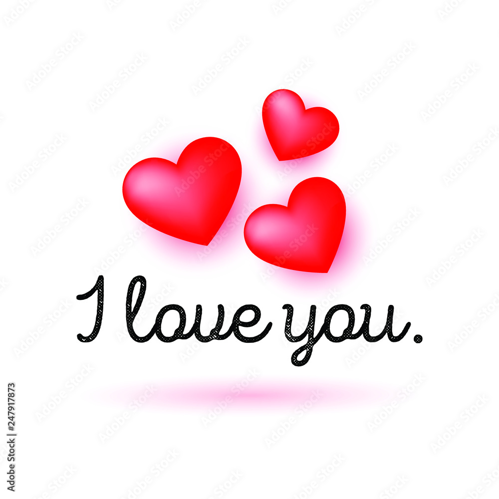 I love you lettering with trio glossy heart. 