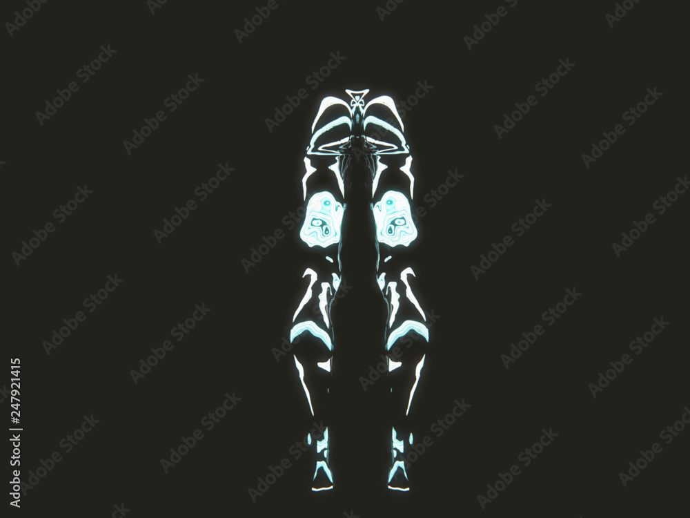 glow neon human body part with reflection on black background glow neon human body part with reflection on black background