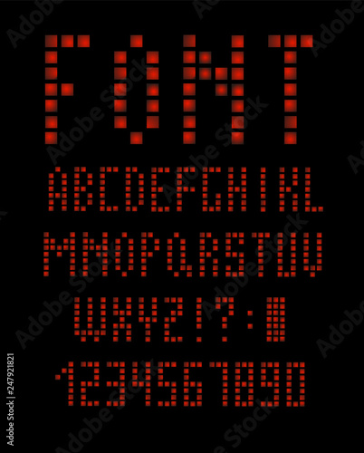 Abstract technology apocalypse font and alphabet. techno effect logo designs. Typography digital space concept. vector illustration - Vector