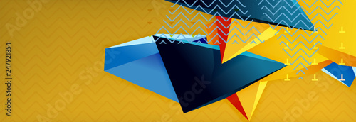 3d triangular shapes geometric background. Origami style pattern with triange shapes for decorative design. Poster design. Line design. Modern presentation template
