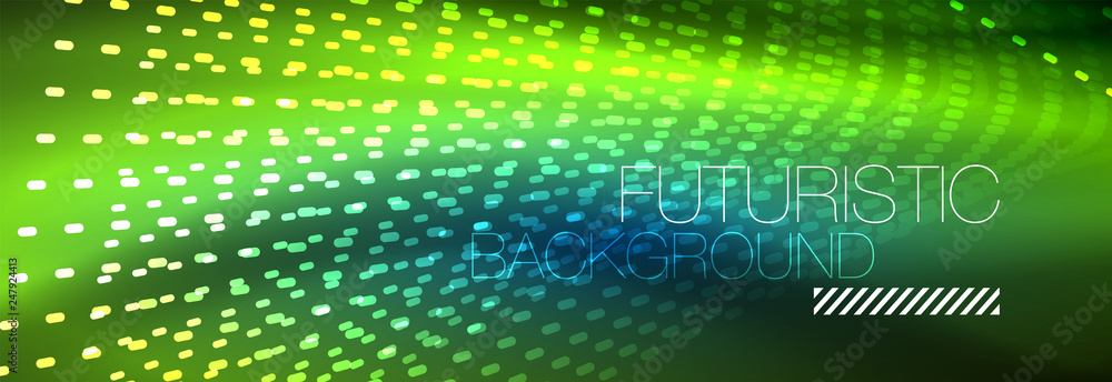 Glowing light particles in dark neon space, magic glow shiny abstract background Glowing light particles in dark neon space, magic glow shiny abstract background