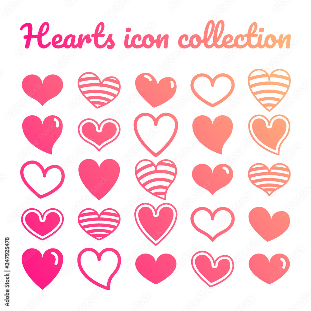 Set icone cuore risorsa grafica collezione vettoriale decorazione colorato amore