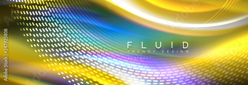 Fluid colors mixing glowing neon wave background, holographic texture