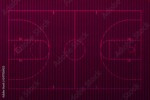 Lines of a basketball field on a paper surface background texture.Abstract colorful background.