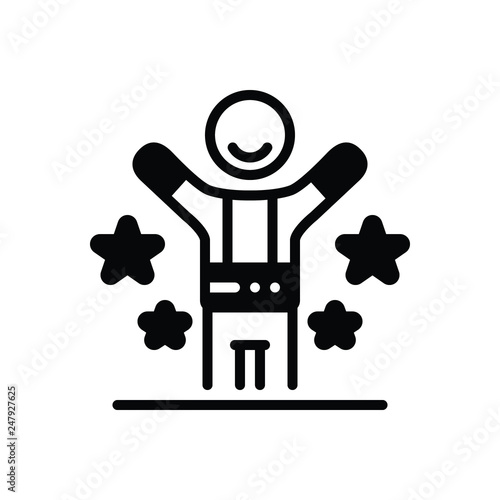 Black solid icon for happy 
