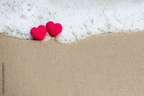 red heart on the sand photo