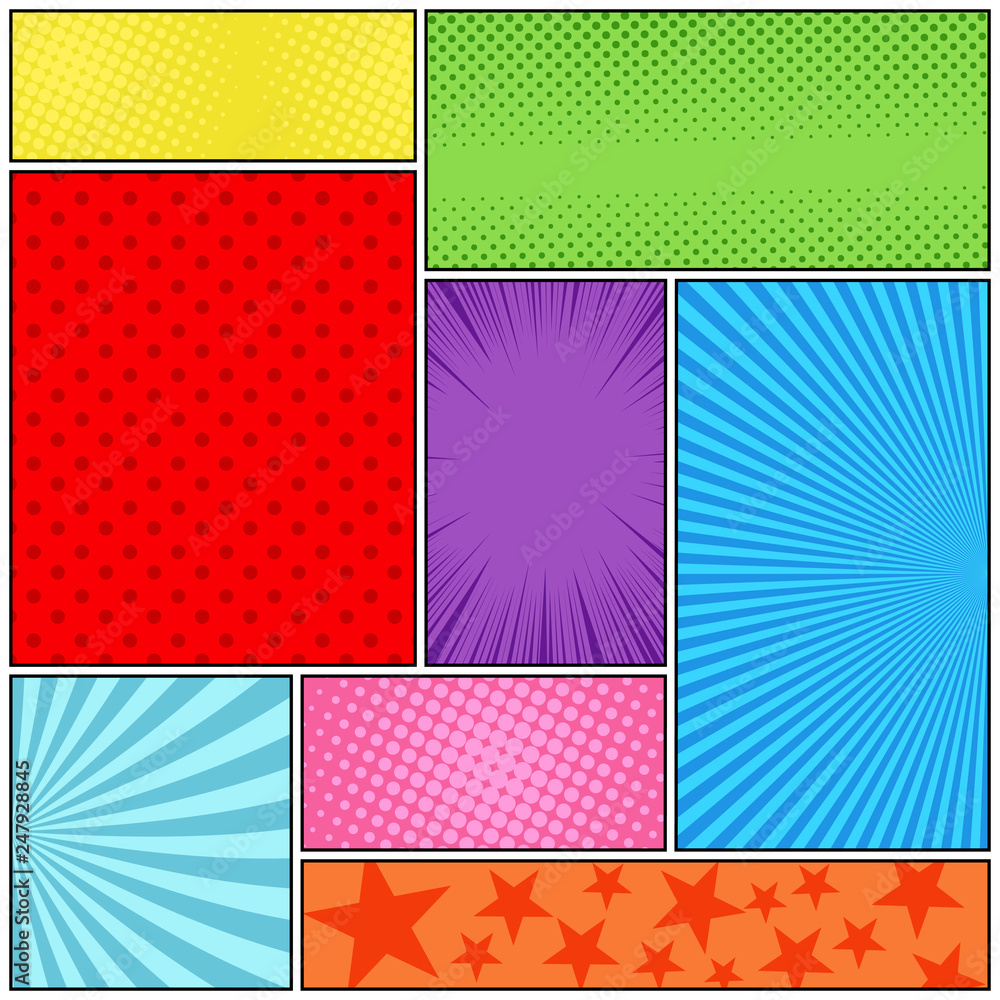 Comic book page colorful composition Comic book page colorful composition