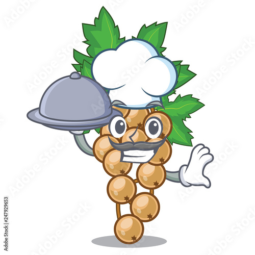 Chef with food carrunt white in the character shape