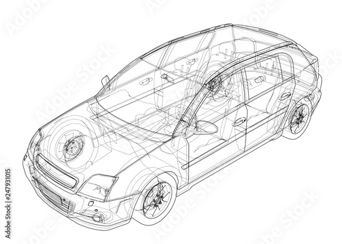 Concept car. Vector rendering of 3d