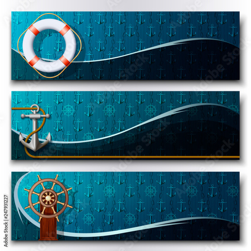Set of tree maritime banners.