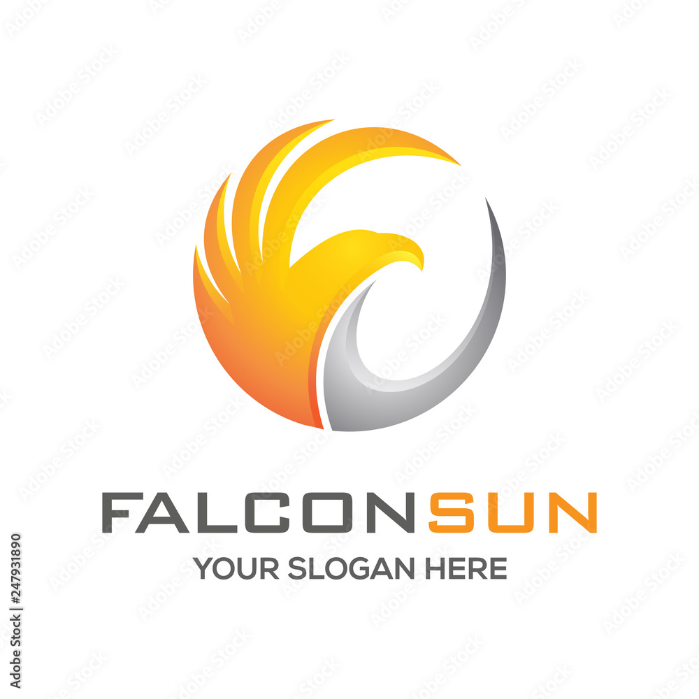 Fototapeta premium Falcon sun logo design inspiration