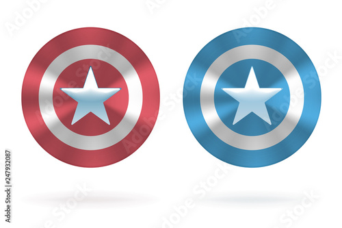 Realistic round shields with stars