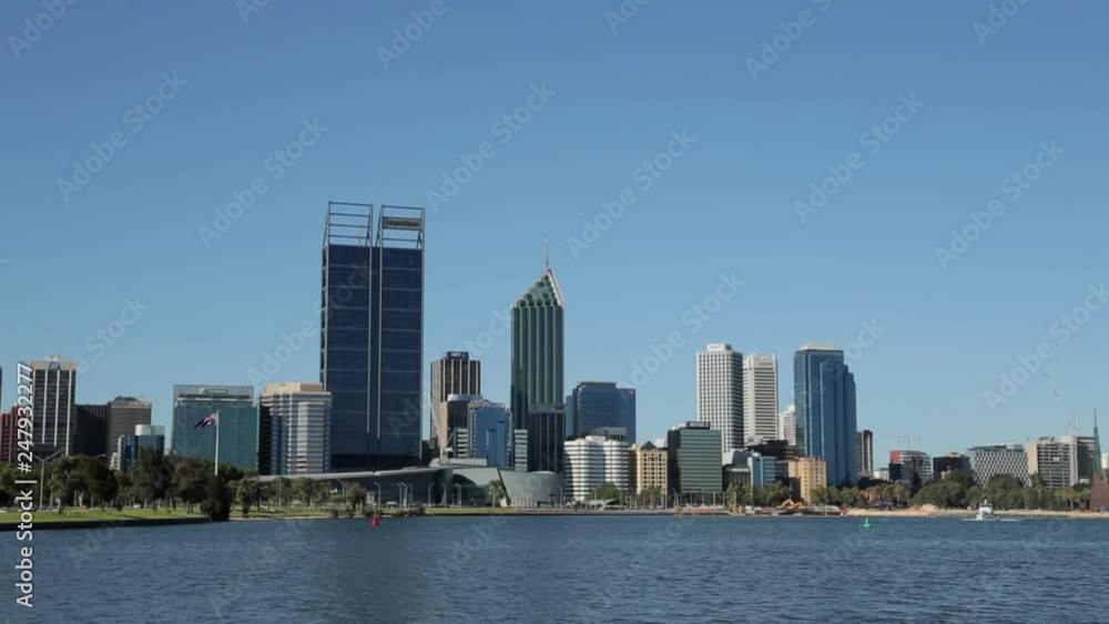 Perth skyline, Australia on a sunny day with blue sky Perth skyline, Australia on a sunny day with blue sky