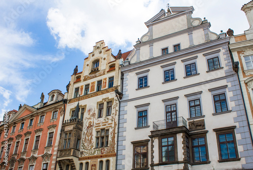 The streets of Prague. Old houses in Prague. Architecture of Prague old town