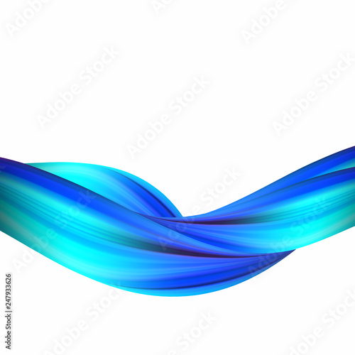 Modern abstract banner background with 3d twisted blue flow liquid shape. Acrylic paint design
