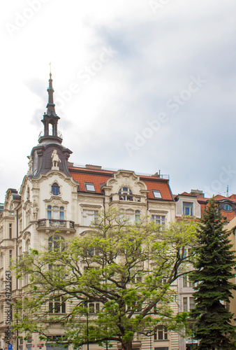 The streets of Prague. Old houses in Prague. Architecture of Prague old town