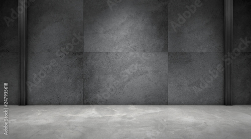 Dark Concrete Wall Room Empty Marble Floor Interior Background