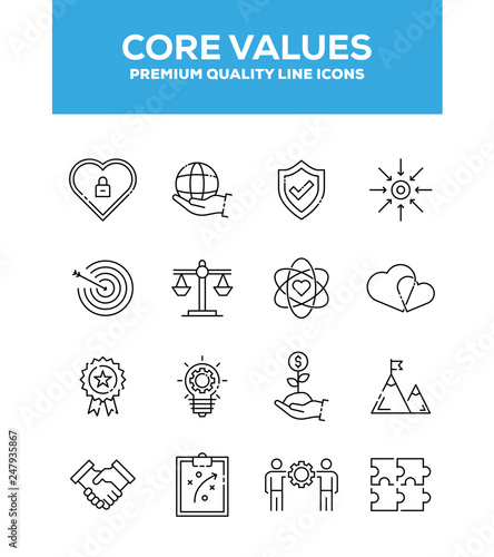 Core Values Line Icon Set Concept