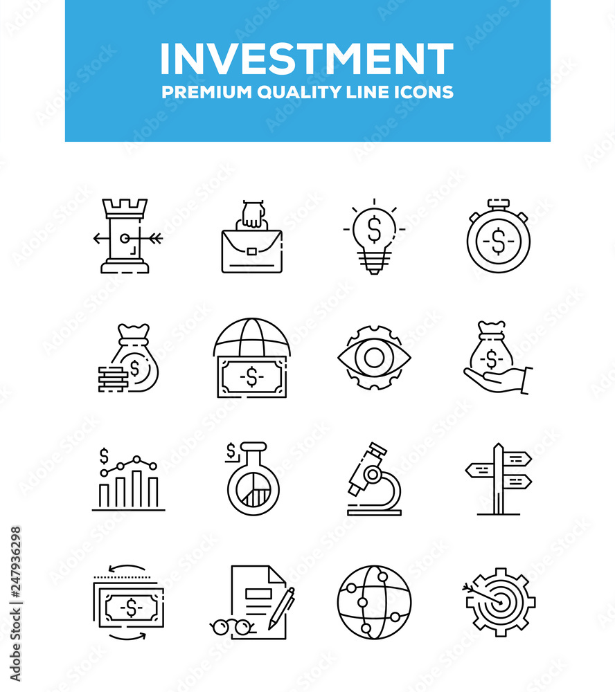 Investment Line Icon Set Concept Investment Line Icon Set Concept