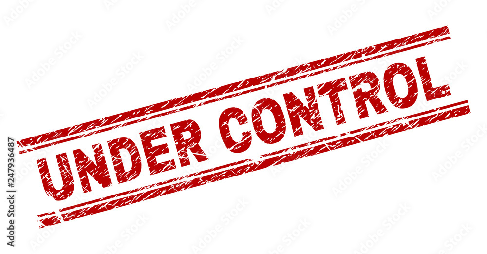 UNDER CONTROL seal print with distress texture. Red vector rubber print of UNDER CONTROL label with dirty texture. Text label is placed between double parallel lines. UNDER CONTROL seal print with distress texture. Red vector rubber print of UNDER CONTROL label with dirty texture. Text label is placed between double parallel lines.