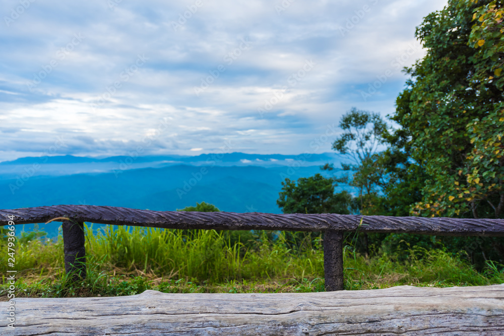 Viewpoint sea of mist, Beautiful mountain view with fog, sunrise scene, Doi Samer Dao Viewpoint sea of mist, Beautiful mountain view with fog, sunrise scene, Doi Samer Dao