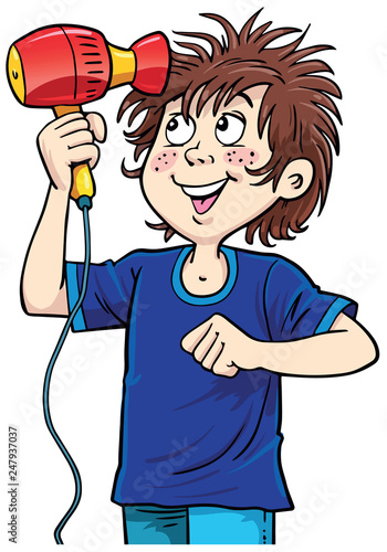 boy has dried hair  - Vector