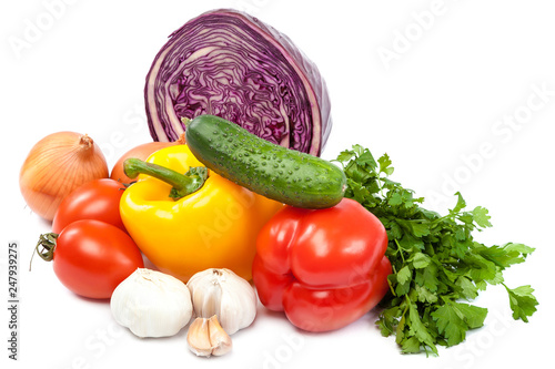 Set fresh vegetables isolated on white background