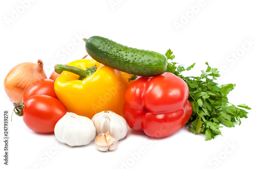 Set fresh vegetables isolated on white background