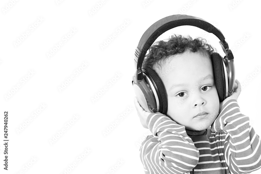 boy with headphones enjoying disco music boy with headphones enjoying disco music