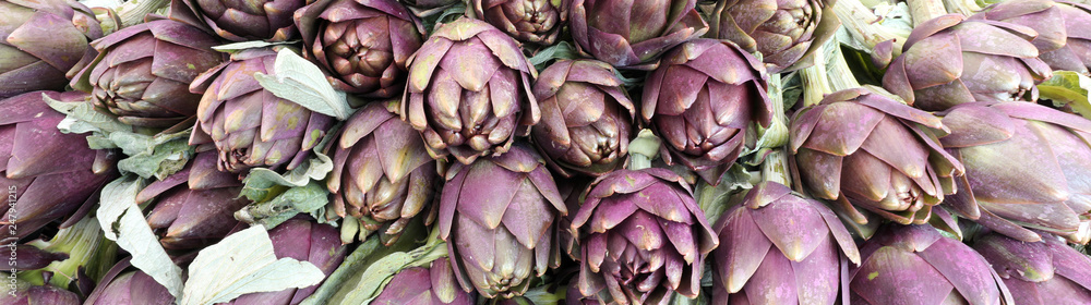 Fototapeta premium background of green ripe artichokes