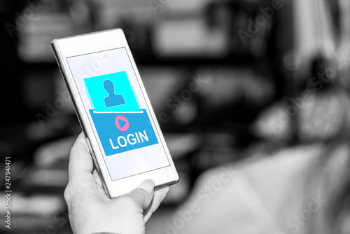 Login concept on a smartphone