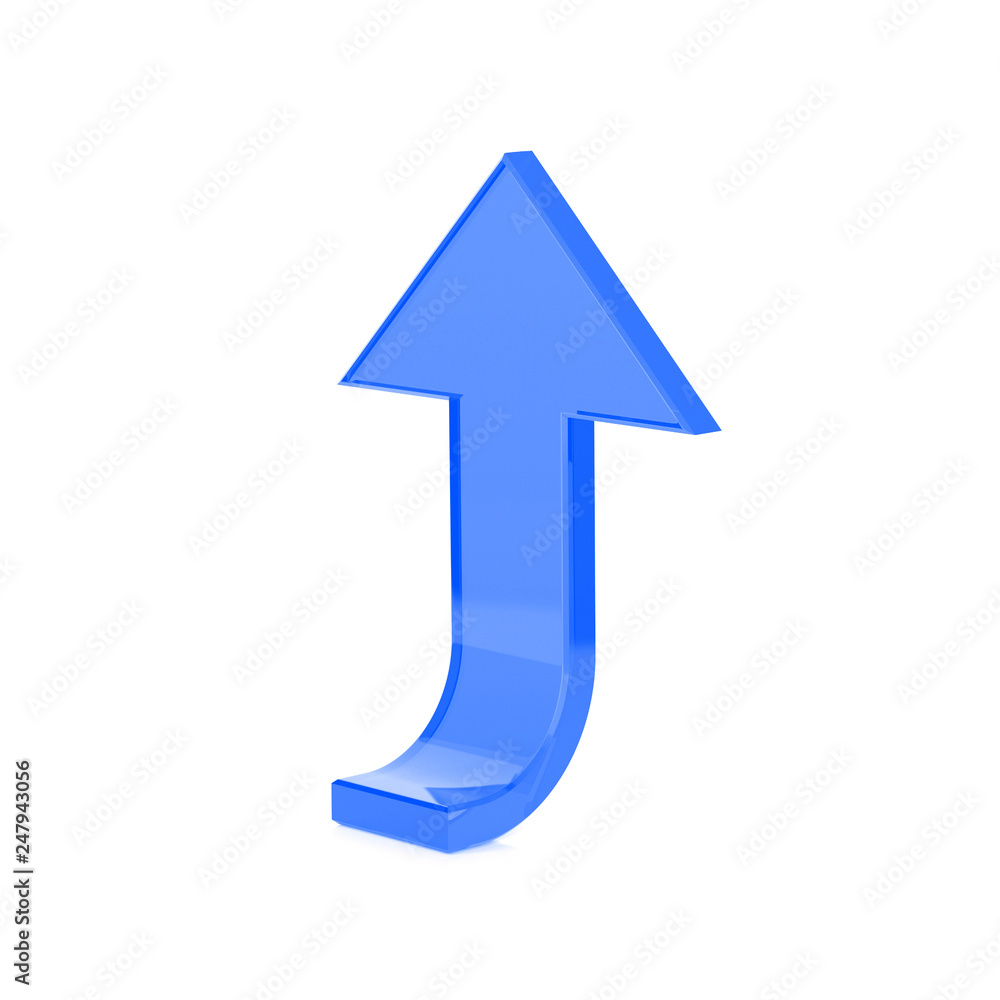 Blue UP arrow. Shiny 3d rendering illustration Blue UP arrow. Shiny 3d rendering illustration