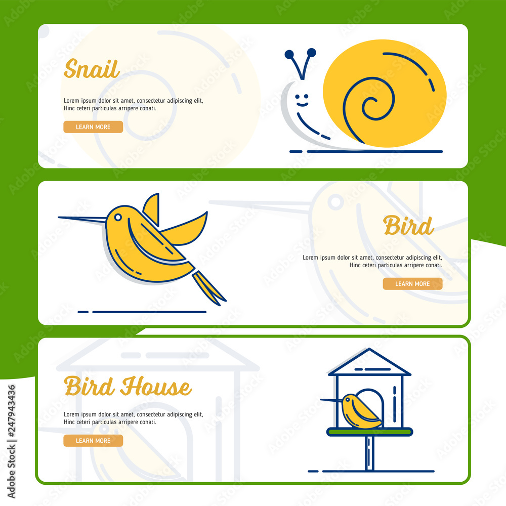 Obraz premium Gardening Banner Collection with Outline Filled Style