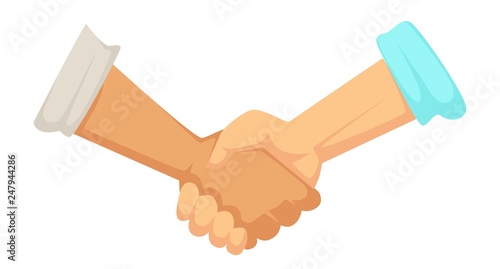 Deal sign handshake agreement male hands with sleeve