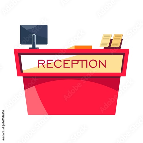 Reception desk hotel service room booking and reservation
