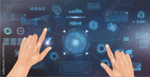 Futuristic concept HUD, GUI style. Screen (Dashboard, Futuristic Circle, Space Elements, Infographics) Vector Elements Set for HUD Sci Fi Interfaces. Hi tech future design. Sky fi for VR and App.