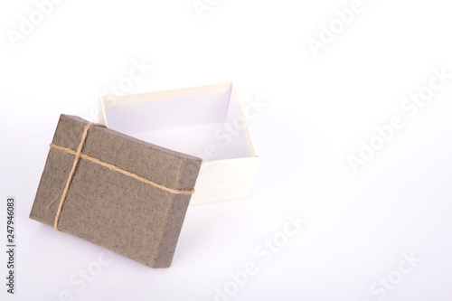 brown box with rope on white background00001