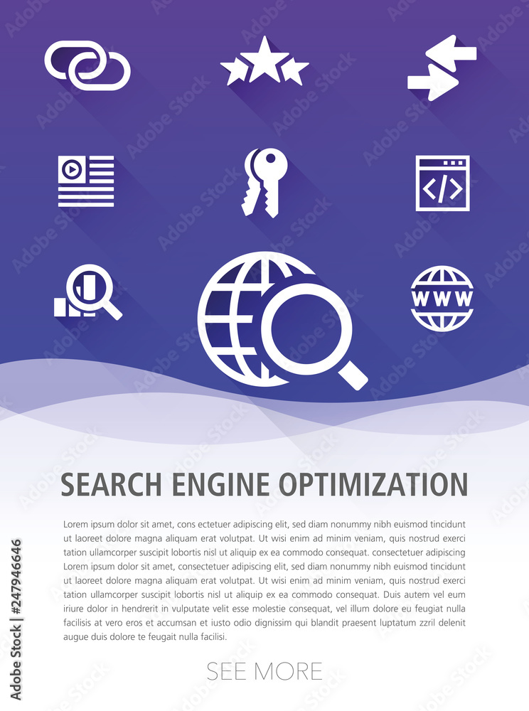 Naklejka premium SEARCH ENGINE OPTIMIZATION ICON SET
