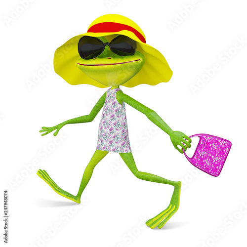3D Illustration of a Frog in Sundress