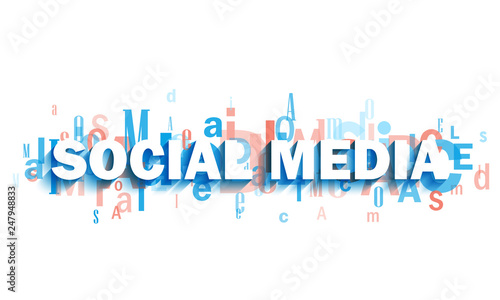 SOCIAL MEDIA blue and coral typography banner