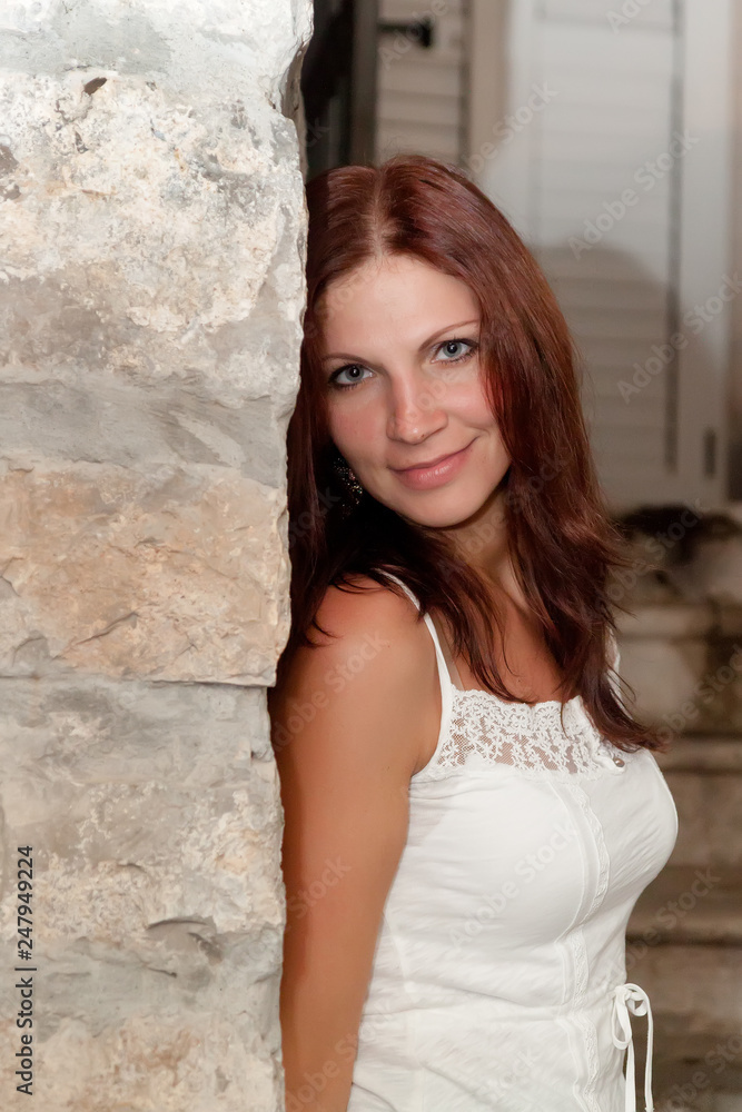 The girl in old town. Budva, Montenegro The girl in old town. Budva, Montenegro